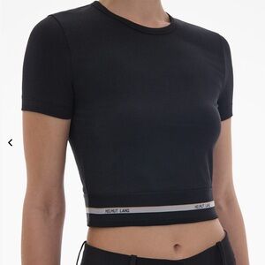 Helmut Lang cropped logo baby tee M